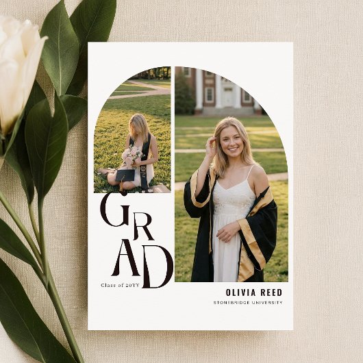 Trendy Boog Foto Collage Afstuderen Aankondiging