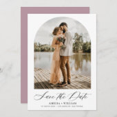 Trendy boog foto Modern script bruiloft Save The Date (Voorkant / Achterkant)