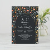 Trendy boog waterverf marinegele wilde bloemen kaart (Staand voorkant)