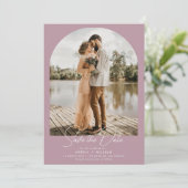 trendy boogfoto stoffige roos bruiloft Save the Da Date (Staand voorkant)