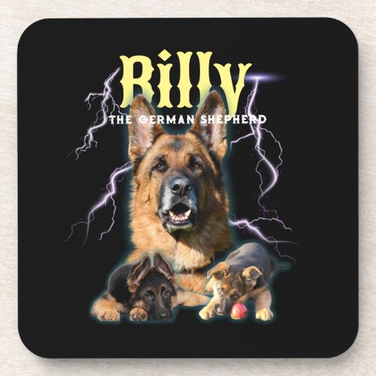 Trendy Bootleg Gepersonaliseerde Hond Foto 90s Bier Onderzetter (Voorkant)