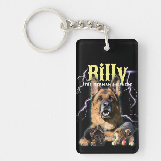Trendy Bootleg Gepersonaliseerde Hond Foto 90s Sleutelhanger (Voorkant)