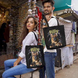 Trendy Bootleg Gepersonaliseerde Hond Foto 90s Tote Bag