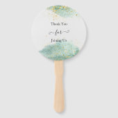 Trendy Bord Groen met Golden Details Handwaaier (Achterkant)