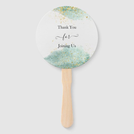 Trendy Bord Groen met Golden Details Handwaaier (Achterkant)