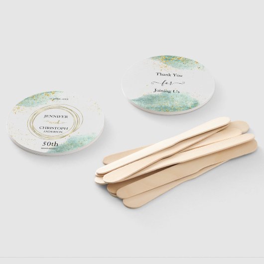 Trendy Bord Groen met Golden Details Handwaaier (Niet-gemonteerd)