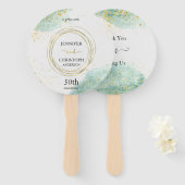 Trendy Bord Groen met Golden Details Handwaaier (Voorkant en achterkant)