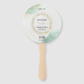 Trendy Bord Groen met Golden Details Handwaaier (Voorkant)