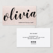 Trendy Bord Roze Glitter Script Kalligrafie Salon Visitekaartje (Voorkant / Achterkant)