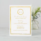 Trendy Border Gold Modern Glam Wedding Foto Folie Uitnodiging (Staand Voorkant)
