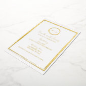 Trendy Border Gold Modern Glam Wedding Foto Folie Uitnodiging (Gedraaid)