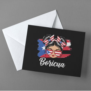 Trendy Boricua Meisje Puerto Rico Vlag Briefkaart