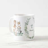 Trendy bosdieren bos groen monogram koffiemok (Voorkant links)