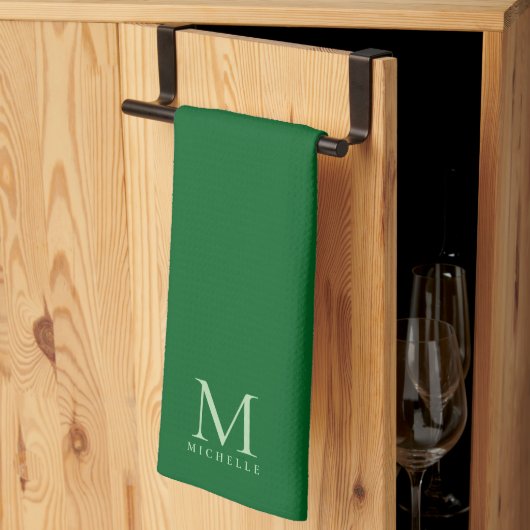 Trendy bosgroene moderne sjabloon monogram chic theedoek (Derde Gevouwen)