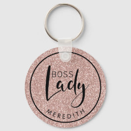 Trendy Boss Lady Blush Pink Glitter Gepersonalisee Sleutelhanger