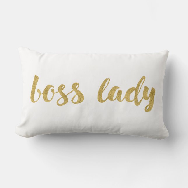 Trendy Boss Lady in goud decoratief script Kussen (Voorkant)