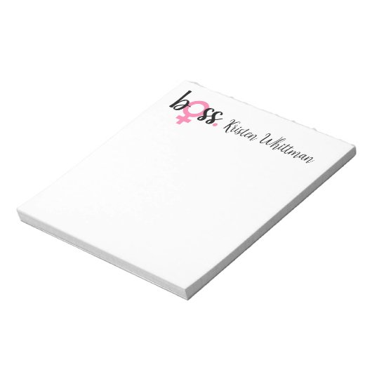 Trendy Boss Lady Modern Script Roze Zwart Notitieblok (Linkerzijde)