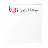 Trendy Boss Lady Modern Script Roze Zwart Notitieblok (Voorkant)