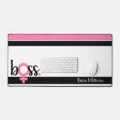 Trendy Boss Lady Moderne Typografie Roze Zwart Bureaumat (Keyboard & Muis)