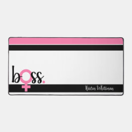Trendy Boss Lady Moderne Typografie Roze Zwart Bureaumat