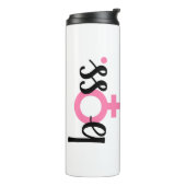 Trendy Boss Lady Moderne Typografie Roze Zwart Thermosbeker (Gedraaid links)