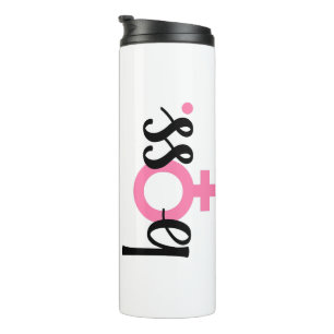 Trendy Boss Lady Moderne Typografie Roze Zwart Thermosbeker