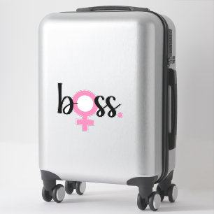 Trendy Boss Lady Moderne Typografie Zwart Roze Sticker