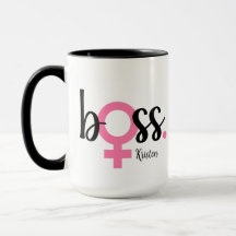 Trendy Boss Lady Mok Modern Typografie Roze Zwart
