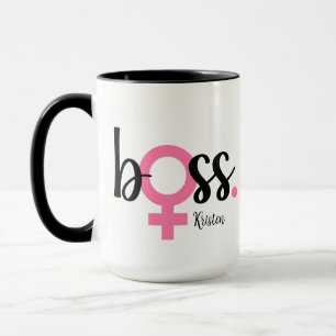 Trendy Boss Lady Mok Modern Typografie Roze Zwart