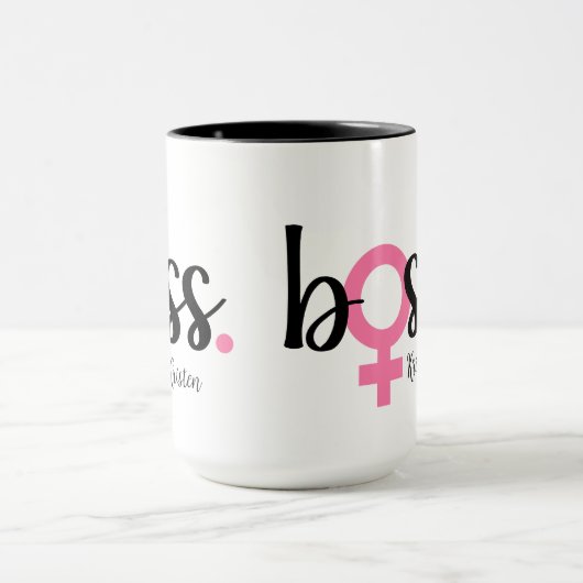 Trendy Boss Lady Mok Modern Typografie Roze Zwart (Midden)