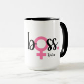 Trendy Boss Lady Mok Modern Typografie Roze Zwart (Voorkant rechts)