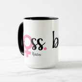 Trendy Boss Lady Mok Modern Typografie Roze Zwart (Voorkant links)
