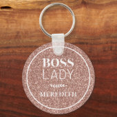 Trendy Boss Lady Roos Gold Glitter - Gepersonalise Sleutelhanger (Voorkant)