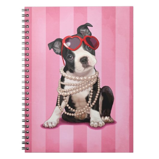 Trendy Boston Terrier Notitieboek (Voorkant)