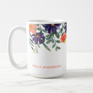 Trendy botanisch bladpatroon gemonogrammeerde deca koffiemok