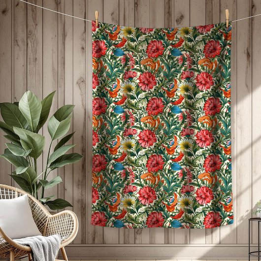 Trendy  botanische inspiratie van William Morris Fleece Deken