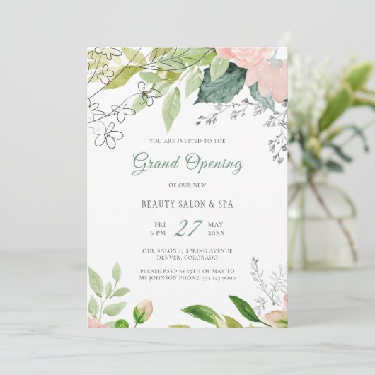 Trendy botanische moderne schoonheidssalon grand o kaart (Staand voorkant)