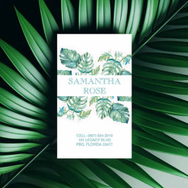 Trendy Botanische Monstera Palm Leaves Coastal Visitekaartje