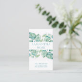 Trendy Botanische Monstera Palm Leaves Coastal Visitekaartje (Staand voorkant)