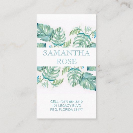 Trendy Botanische Monstera Palm Leaves Coastal Visitekaartje