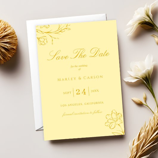 Trendy Boter Geel Elegante Trouw Save The Date