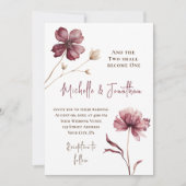 Trendy Bourgogne Bloemen Christelijke Bijbelbruilo Kaart (Voorkant)