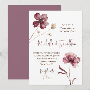 Trendy Bourgogne Bloemen Christelijke Bijbelbruilo Kaart