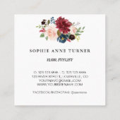 Trendy Bourgogne Bloemen Professionele Schoonheids Vierkante Visitekaartje (Achterkant)