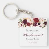 Trendy Bourgondië & Blush Roze Rozen Entourage Cad Sleutelhanger (voorkant)