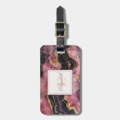 Trendy Bourgondische steen marmeren textuur, monog Bagagelabel (Voorkant verticaal)