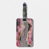 Trendy Bourgondische steen marmeren textuur, monog Bagagelabel (Achterkant verticaal)