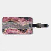 Trendy Bourgondische steen marmeren textuur, monog Bagagelabel (Achterkant horizontaal)