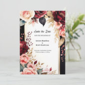 Trendy Bourgondische typografie Save The Date (Staand voorkant)
