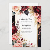 Trendy Bourgondische typografie Save The Date (Voorkant / Achterkant)